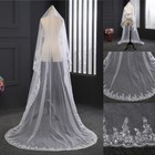 3m White Wedding Cathedral Bridal Veils Beautiful Long Veil With Lace Edge Usa