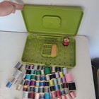 Vintage Wilson Wil-hold Sewing Box Filled With Notions Thread Lot 