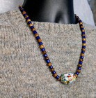 24in African Beaded Tribal Necklace  Rare End Of Day Focal  Antique Trade Beads