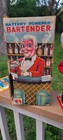  Vtg New 1960s Rosko Japan Battery Operated Bartender Toy Working W Original Box