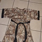 Women   s Leopard Print Satin Kimono Robe  Tie Belt  V-neck  One Size
