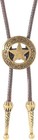 Western Leather Bolo Tie Texas Sheriff Star Men Women Adjustable Cowboy Necklace