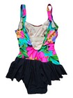 80s - 90s Robby Len Neon Floral Printed Bathing Suit   Size 12   Union Made