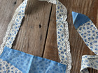 Vintage Homemade Full Bib Apron Tiny Cotton Blue Print Organdy Lace Small Size