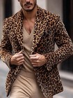 Velvet Men Blazer Classic Leopard Print Peak Lapel Tuxedo Trendy Jacket Coat