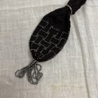 Antique Victorian Miser Purse Brown Silk Cut Steel Beads Double Tassel 12   