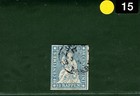Switzerland Helvetia Stamp Scott 26 10r Milky Blue  1855  Used Cat  230 Yellow15