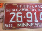 Vintage 1950-1951 Minnesota Two Wheel Trailer License Plate