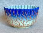 Antique Bohemian Glass Coralene Folded Edge Bowl 4 75  Ex  Uv 1880 s Hand Blown