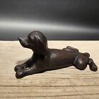 Antique Vintage Style Cast Iron Dog Door Stop Wedge Rust black