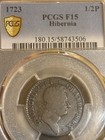 1723 Hibernia Half Penny Colonial Coin Pcgs F15