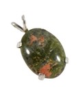 19thc Antique 15ct Unakite silver Pendant  Ancient Medieval Switzerland Alps Gem