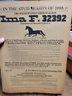 1908 Lancaster Christiana Pa Original Broadside Equestrian Horse Breeding Sign
