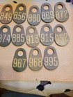 Vintage Cattle Numbered Ear Tags  Lot Of 13 Plastic Resin  Lt Grey Double Side