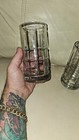 Vintage Anchor Hocking Tartan 6  Clear Glass Cocktail Tumbler Lot Set Of 4