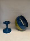 Vintage Sphere Container Mirror Space Age 1970s Blue green Vanity Globe 8  Tall