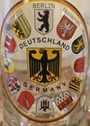 Vintage Alwe German Beer Mug Glass Stein Gold Trim Deutschland Cities Crest 0 5l