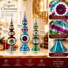 Thenshop 3 Pcs Christmas Vintage Finial Glass Table Decor Tree Multicolor
