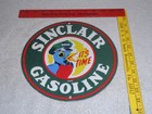Vintage 1949  sinclair H-c Gasoline It s Time Bird  10  Porcelain Metal Oil Sign