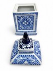 Blue   White Porcelain Square Ginger Jar With Lid 11    Floral Chinoiserie
