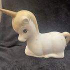 Vintage Unicorn Mother And Baby Iridescent Ceramic Figurine With Gold Horns
