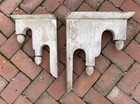 Antique Salvaged Wood Corbels Matching Pair But Two Sizes  W chippy White Paint