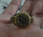 Vintage Style Solid Brass Casting Taoist Tai Chi Open Finger Ring