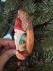 Vintage Folk Art Santa Gnome Wreath Ornament Hand Painted Rustic Christmas Decor