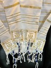 Combo White   Gold Yeshua Messianic Tallit Prayer Shawl   Cloth Talit Zipper Bag