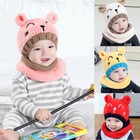 Winter Baby Kids Boy Girls Warm Earflap Hat Toddler Fleece Beanie Cap Scarf Set
