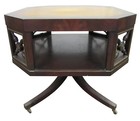 Antique Octagonal Leather Top Drum Side Table