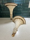 Vintage Lot Of 2  Carved Wood Plume Wall Shelf Bracket Italy Florentia