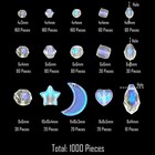 1000 Pieces Crystal Glass Beads Ab Finish Assorted Sizes And Shapes Bulk Face   