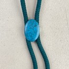 Vintage Teal turquoise Bolo Tie 1970s Oval Marbled Pendant Silver Tone Metal Wes