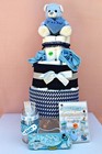 Blue 3 Tier Diaper Cake With Teddy Bear