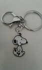 Happy Smiling B w Snoopy Silver Tone Bag Purse Charm Key Chain Ring Clip Fob -