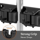 Mop And Broom Holder Wall Mount  Anti-slip Broom Hanger  5 Slot 6 Hooks