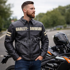 Harley Davidson Men s Black Motorcycle Biker Jacket Real Cowhide Leather Jacket