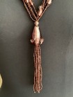 Vintage French Designer Bayadere Necklace violet Glass Beads Of Different Shapes