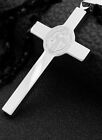 X Large 3  Cross Jesus Pendant 925 Sterling Silver Rope 24  Italy Necklace Men