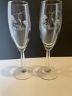 Champagne Glasses Bride   Groom Toasting Flutes Set Cala Lily Etch Wedding