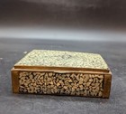 Vintage India Brass Mosiac Inlaid Stone Trinket Boxes Vintage Rectangle Hinged 