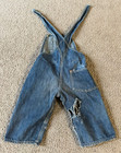 Vtg Antique Denim Toddler Distressed Overalls - Head Dress Indian Head Rivets