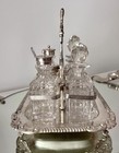 Antique Sheffield Silver Plated Footed 6-bottle Cruet Caddy Condiment Spice Set