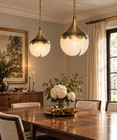 Vintage Mcm Tulip Pendant Lights Pair Milk Glass Brass Mcm Hanging Ceiling Lamps