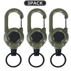 3pcs Heavy Duty Retractable Keychain Carabiner Badge Holder Steel Wire Cord Reel
