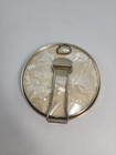Vintage Compact Mirror 1960   s Faux Mother Of Pearl Gold Tone Ivory Color Japan
