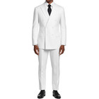 Vinci Men s White Double-breasted Suit W  Adjustable Waist  Reg-fit - New