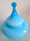 Vintage Turquoise Empoli Opaline Glass Apothecary Jar  Handmade  1960 s  Italian