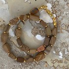 Handmade Anklet Brown Marble Rectangular Shaped Nuggets Gold Tone Spacers 10 